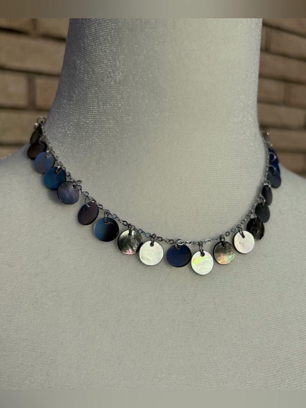 y2k Mother of Pearl Abalone Seashell Boho Necklace